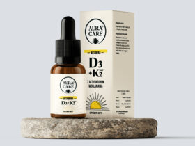<b>Witamina D3 + K2(MK7)</b></br> Aktywator wchłaniania</br><small> Witaminy Aura Care</small>